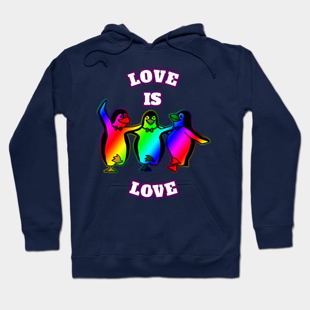 Love Is Love Rainbow Penguins Gay Lesbian Pride Gift Hoodie by klimentina